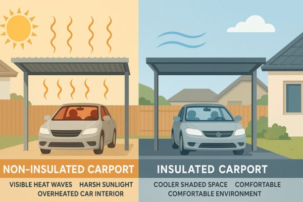Insulated Carports Are No Longer Optional on the Gold Coast, They Are Strategic 3 A split screen 2D digital illustration infographic compressed