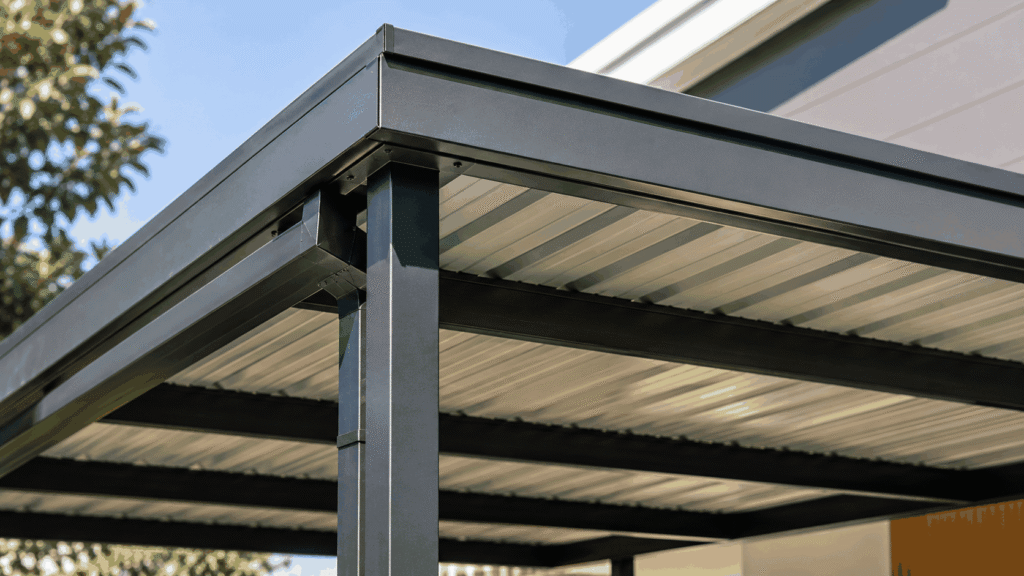 Carport Nerang 3 Close-up of premium Colorbond steel construction and durable structural details.