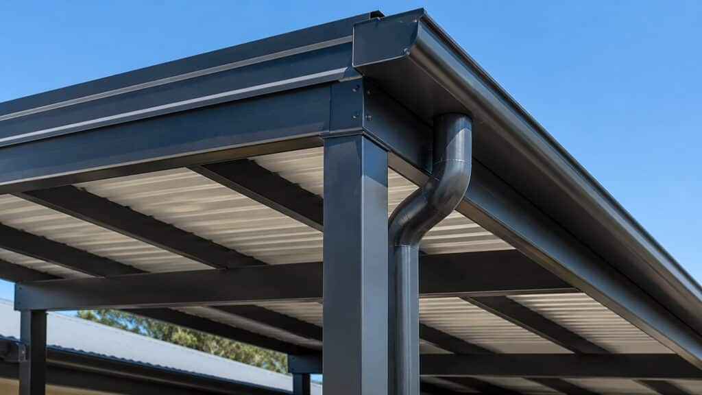 Carport Gaven 3 Close-up of premium Colorbond roofing and steel construction details.