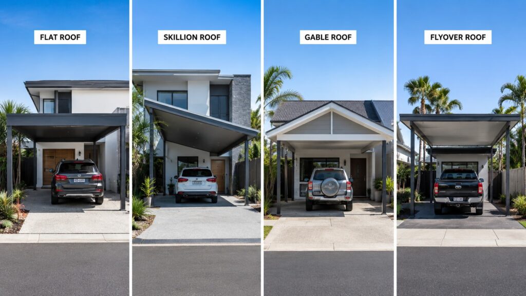 Carport Main Beach 3 Comparison of four popular Colorbond carport roof styles for Australian homes.