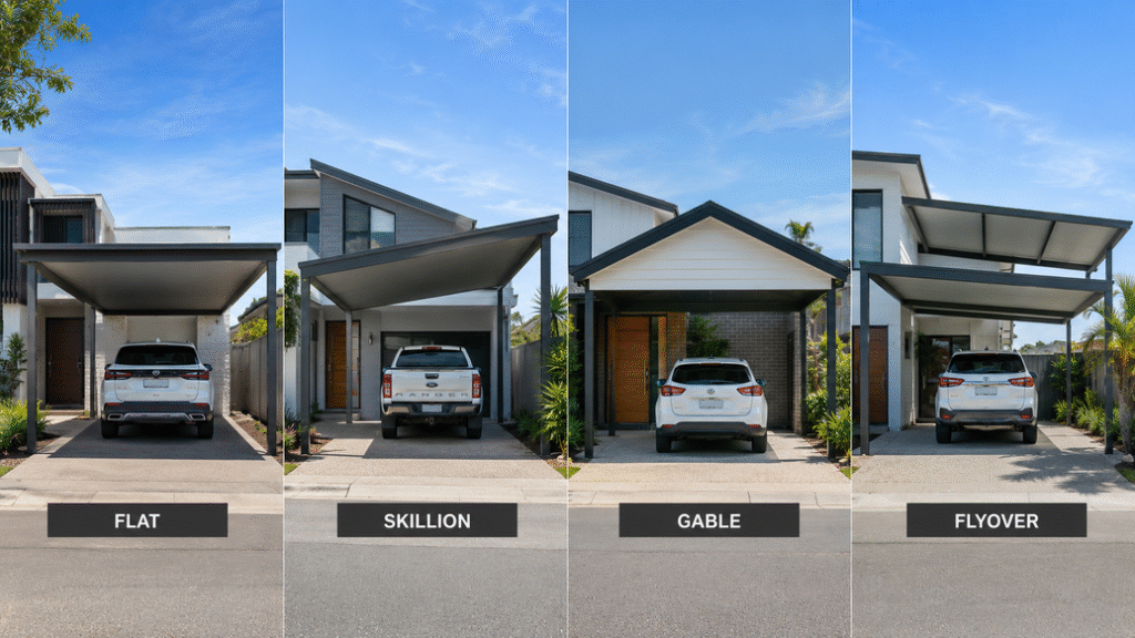 Comparison of four popular Colorbond carport roof styles for Australian homes.